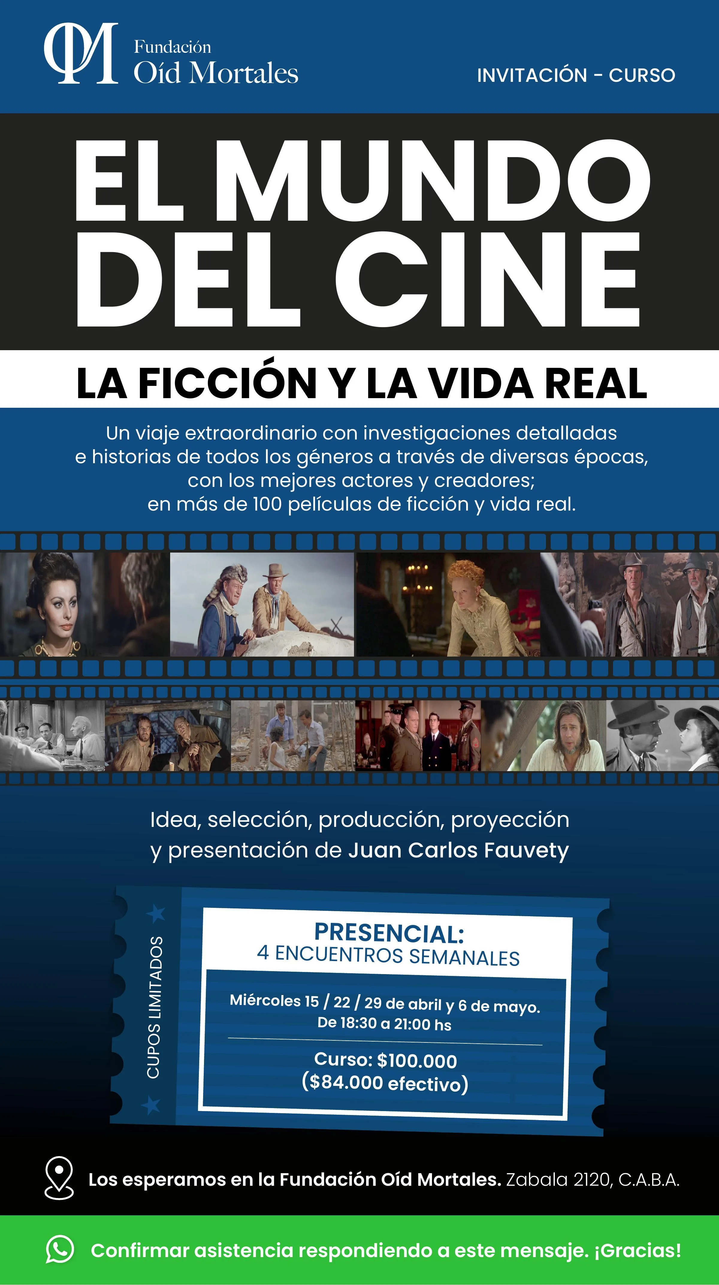 Flyer del curso El mundo del cine, la ficción y la vida real