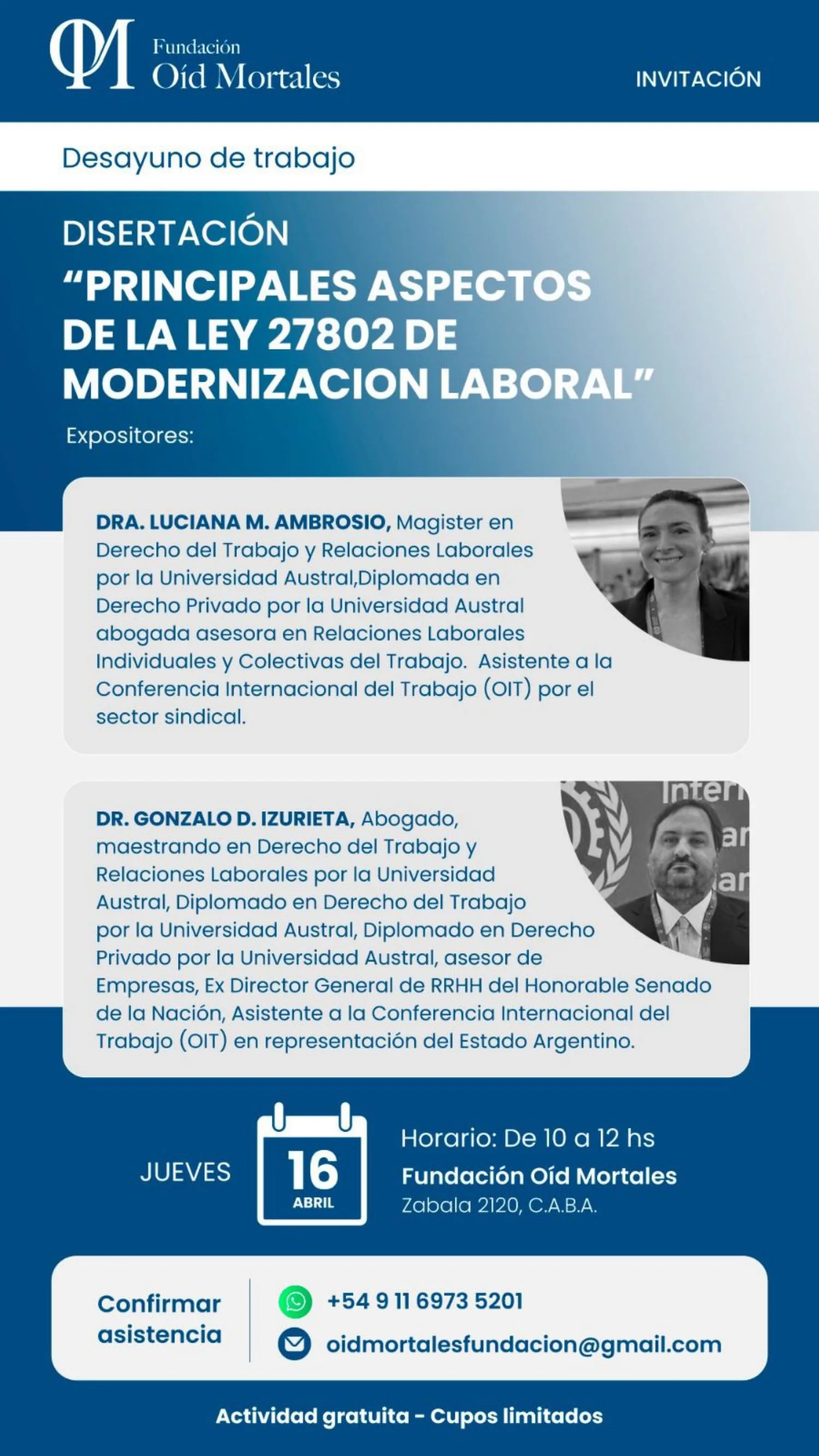 Flyer del desayuno de trabajo Modernización laboral